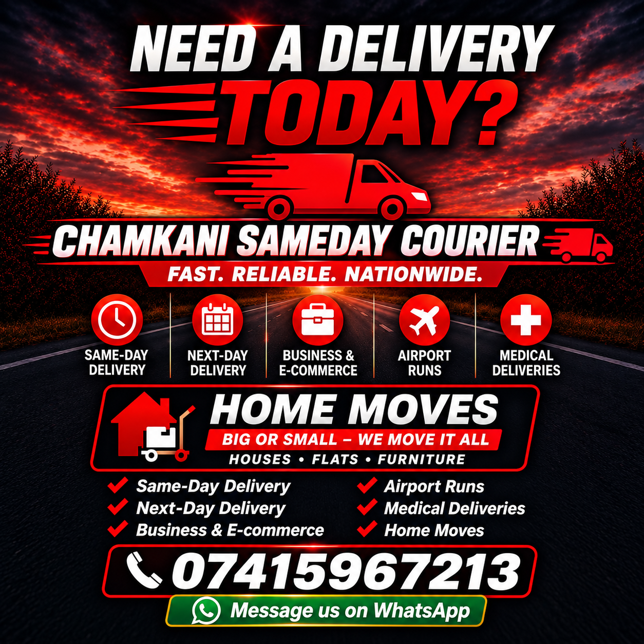 Chamkani Same Day Courier